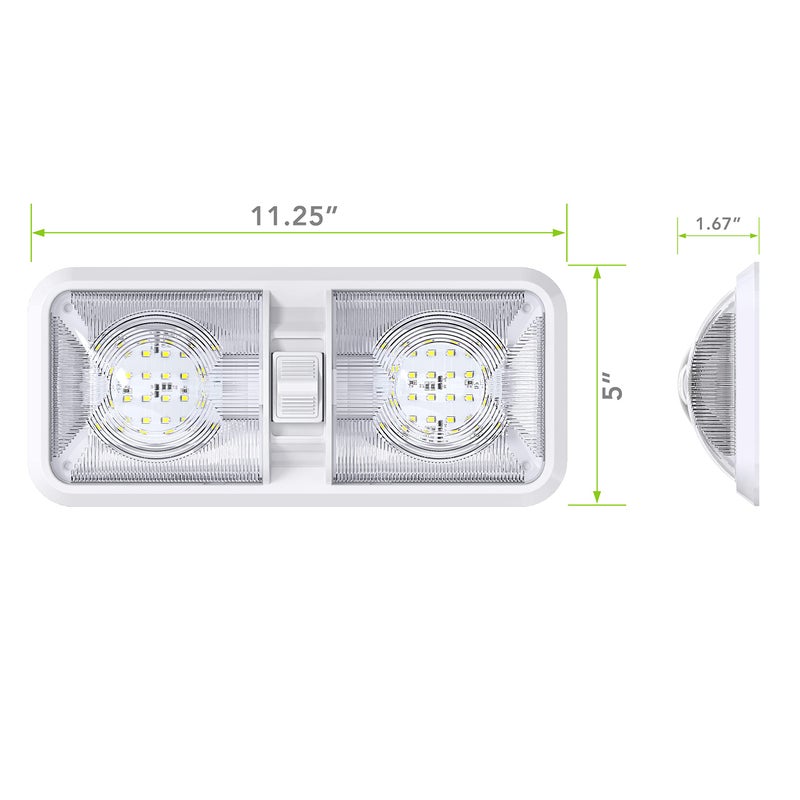 Leisure LED 5 Pack RV LED Ceiling Double Dome Light Fixture with ON/Off Switch Interior Lighting for Car/RV/Trailer/Camper/Boat DC 12V Cool White 6000-6500K 48X2835SMD (Cool White 6000-6500K, 5) - Image 2